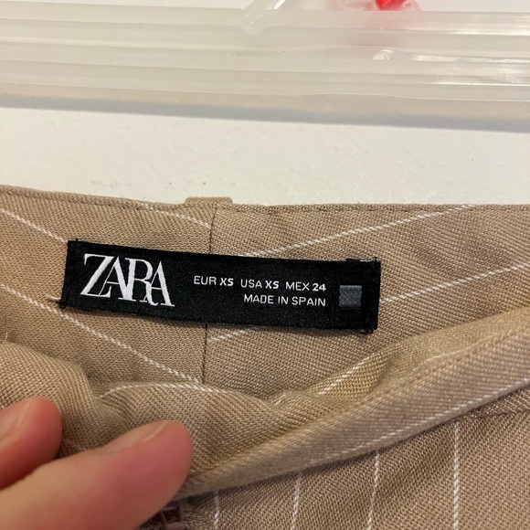 2/$30 Zara - High Waisted Beige Striped Trouser Pants - Picture 5 of 7